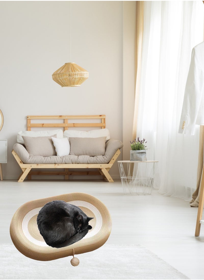 Kidle - Oval Cat Scratcher Cardboard Cat Bed Cat Claw Nest Cat House Cat Scratching Board Grinding Claws Cat Scratch Board for Cats Scratching Lounge Bed for Indoor - Image 1