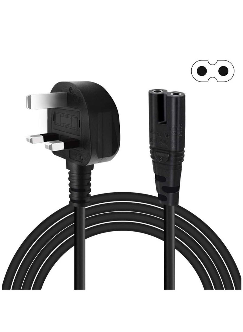 Cable 1.5M 2 Pin Mains Power Lead Figure 8 IEC C7 Cable For Samsung LG Sony Sharp LED TV PS4 PS3 and HP ENVY OfficeJet Canon Brother Dymo LabelWriter Printer - Image 1