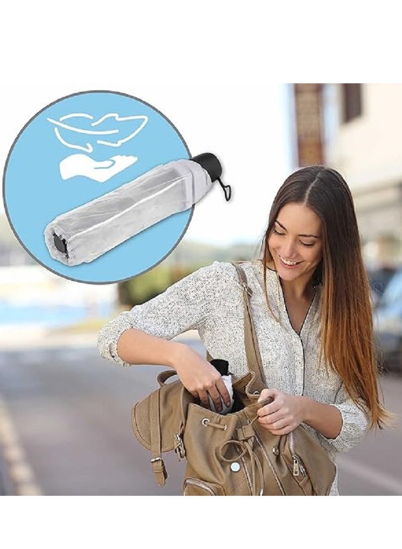 Folding Umbrellas Travel Umbrella, Transparent Umbrella Pocket Umbrella, Portable Compact Protection, Small Light Weight Waterproof - white - Image 3