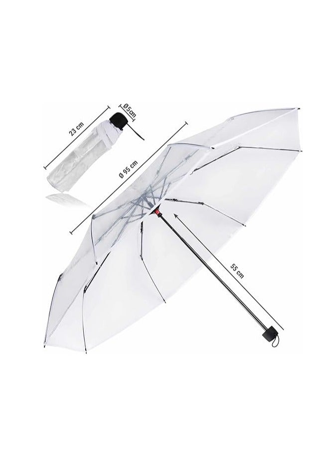 Folding Umbrellas Travel Umbrella, Transparent Umbrella Pocket Umbrella, Portable Compact Protection, Small Light Weight Waterproof - white - Image 4