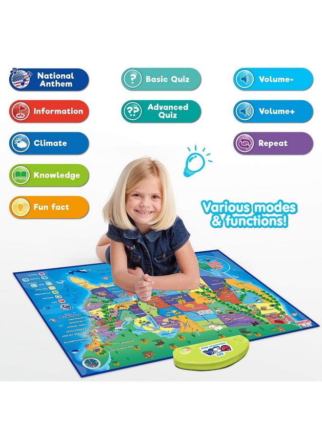 بست ليرنينج أفضل ملصق تعليمي تفاعلي لخريطتي الأمريكية - لعبة تعليمية ناطقة للأطفال من سن 5 إلى 12 عامًا - Image 2