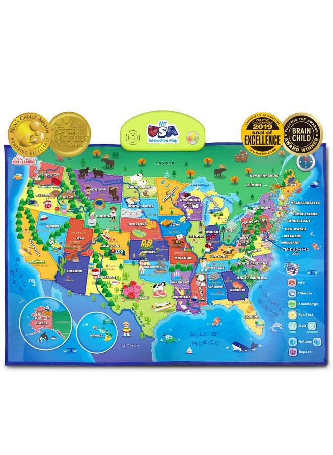 بست ليرنينج أفضل ملصق تعليمي تفاعلي لخريطتي الأمريكية - لعبة تعليمية ناطقة للأطفال من سن 5 إلى 12 عامًا - Image 1