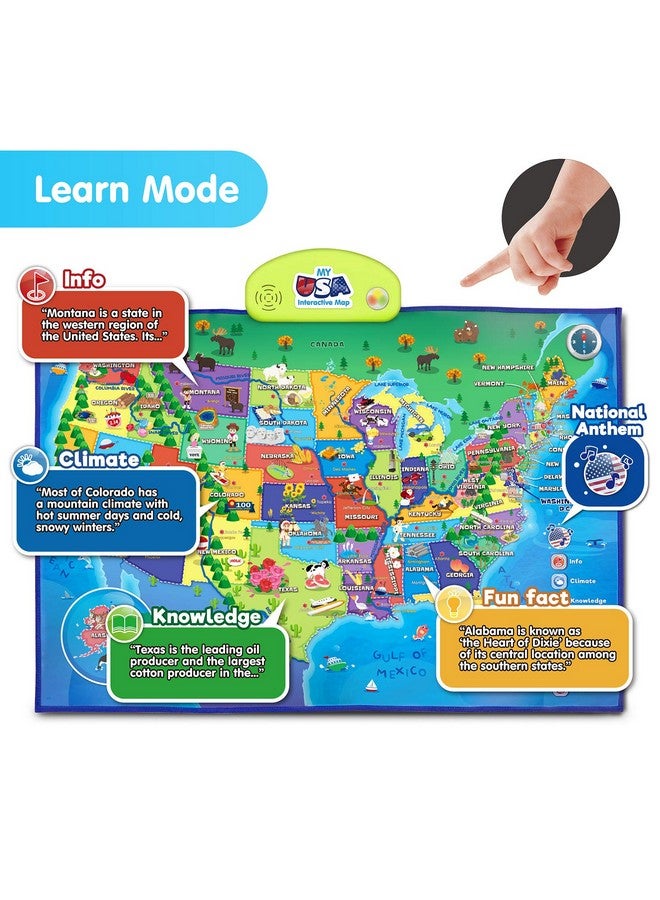 بست ليرنينج أفضل ملصق تعليمي تفاعلي لخريطتي الأمريكية - لعبة تعليمية ناطقة للأطفال من سن 5 إلى 12 عامًا - Image 3