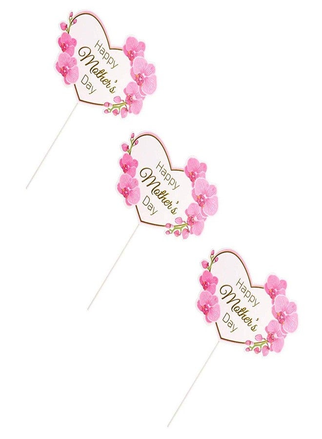 JANOU 12pcs Happy Mother's Day Cake Toppers Heart Flower Cake Picks Cake Decoration for Birthday Mother's Day Party Favors - Image 3