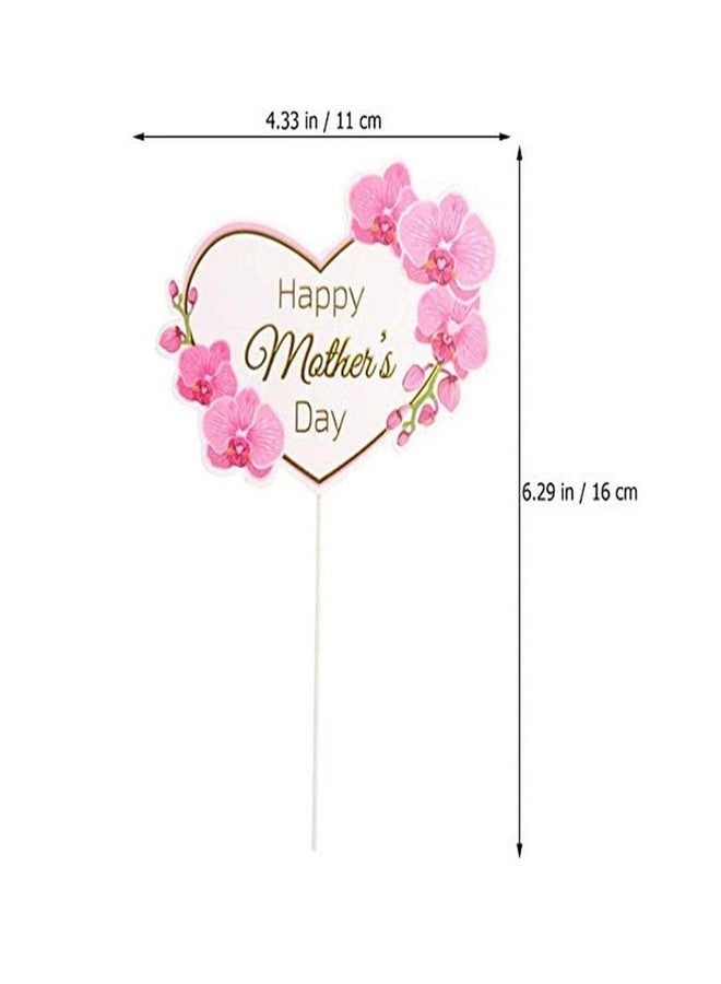 JANOU 12pcs Happy Mother's Day Cake Toppers Heart Flower Cake Picks Cake Decoration for Birthday Mother's Day Party Favors - Image 2