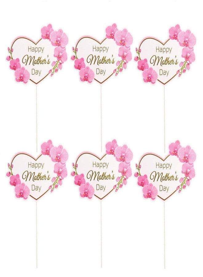 JANOU 12pcs Happy Mother's Day Cake Toppers Heart Flower Cake Picks Cake Decoration for Birthday Mother's Day Party Favors - Image 1