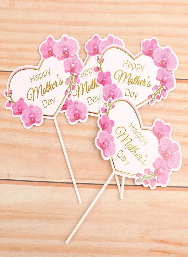 JANOU 12pcs Happy Mother's Day Cake Toppers Heart Flower Cake Picks Cake Decoration for Birthday Mother's Day Party Favors - Image 5