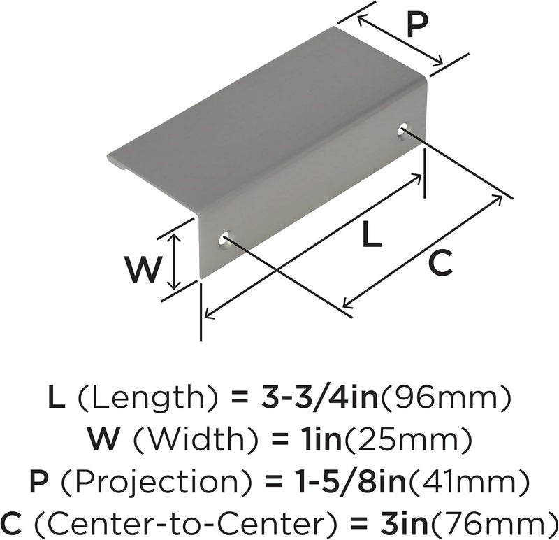 Amerock | Cabinet Pull | Satin Nickel | 3 inch (76 mm) Center to Center | Edge Pull | 1 Pack | Drawer Pull | Drawer Handle | Cabinet Hardware - Image 4
