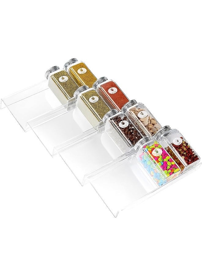 TPGP Clear Acrylic Spice Drawer Organizer, Acrylic Organizer Rack, Acrylic Spice Rack Tray for Drawer/Countertop, 4 Tier (Jars not included) (9" Wide) - Image 1