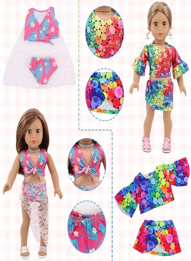 Ecore Fun 18 Pcs American 18 inch Doll Clothes,10 Sets Girl Doll Clothing and Accessories Outfits for 18 Inch Girl Doll,Including Dress,Shorts,Swimsuits (No Doll) - Image 3
