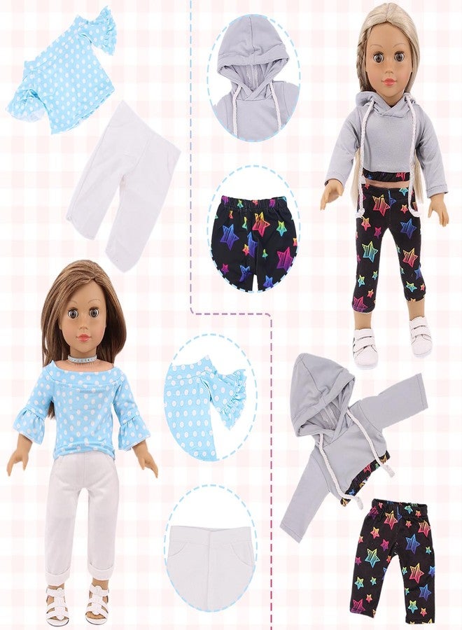 Ecore Fun 18 Pcs American 18 inch Doll Clothes,10 Sets Girl Doll Clothing and Accessories Outfits for 18 Inch Girl Doll,Including Dress,Shorts,Swimsuits (No Doll) - Image 5