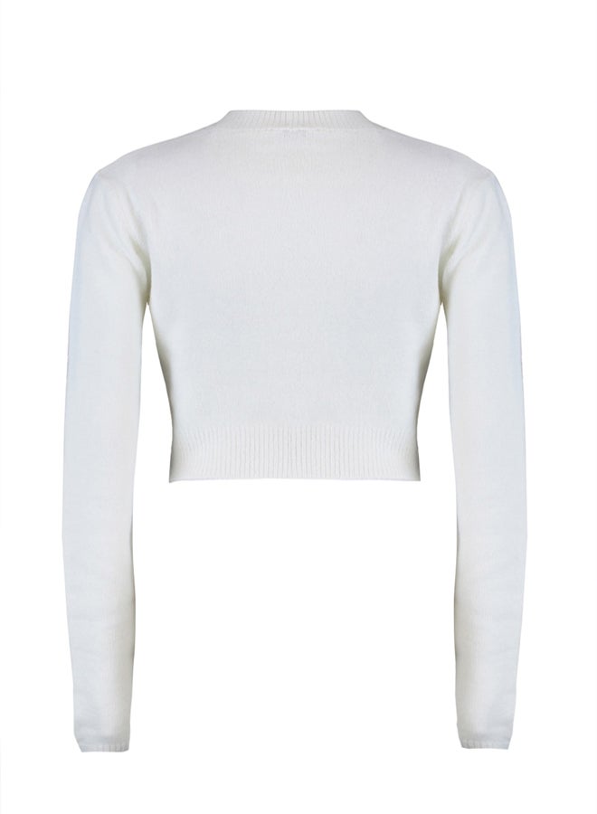trendyol Ecru Crop Soft Textured Knitwear Sweater TWOAW23KZ00730 - Image 5