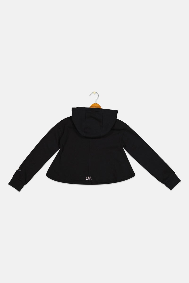 Nike سويت شيرت خارجي بغطاء رأس للفتيات الصغيرات، أسود - Image 2