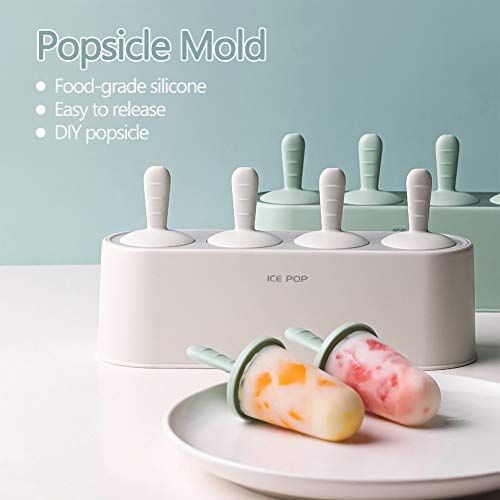 WYOK Popsicle Mold Set 4 Pieces Homemade Silicone Popsicle Maker Easy Release Ice Cream Molds Reusable DIY Pop Molds (White, IcyClassic Pops) - Image 2