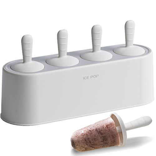 WYOK Popsicle Mold Set 4 Pieces Homemade Silicone Popsicle Maker Easy Release Ice Cream Molds Reusable DIY Pop Molds (White, IcyClassic Pops) - Image 1