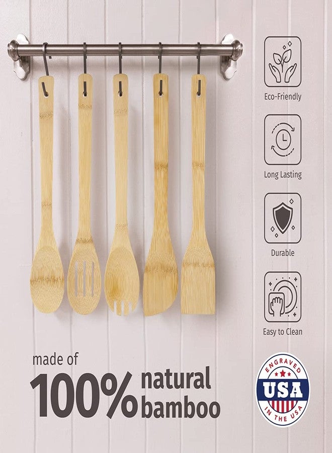 PRINT SUPREMACY PrintSupremacy Custom Engraved Bamboo Cooking Spoons Set, Non Stick Wooden Kitchen Gadget Pan Cookware, Baking Gift for Housewarming Wedding Birthday, Chef Foodie Gift (Custom, 5 Pieces) - Image 3