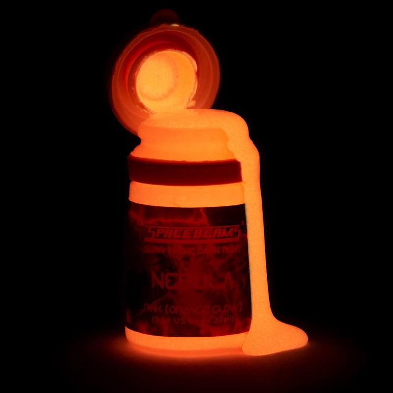 SpaceBeams Nebula Glow in the Dark Paint (0.68 Fl Oz) Pink With Orange Glow, Non-Toxic, Water Based - Image 2