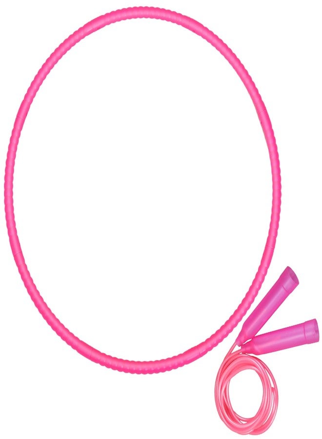 Poen 2 Pcs Detachable Hoop and Jump Rope Set Include 7.3 Ft Skipping Rope and 23 Inch Adjustable Exercise Hoop Gymnastic Fitness Exercise Gift Equipment(Rose Pink) - Image 1