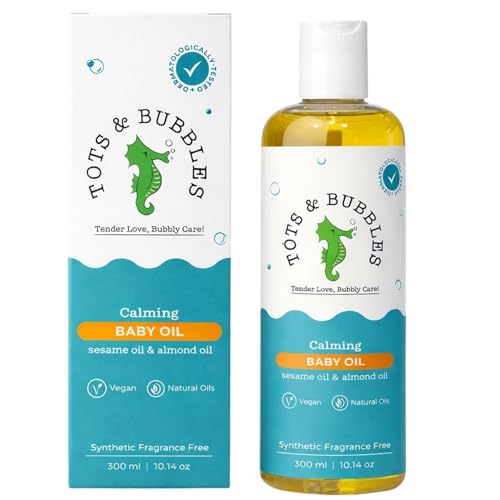 Tots and Bubbles Tots & Bubbles 100% Natural Baby Massage Oil | Almond, Olive & Mustard Oil Blend for Skin & Hair | Lightweight, Non-Sticky & Gentle for Newborn – 300 ml - Image 1