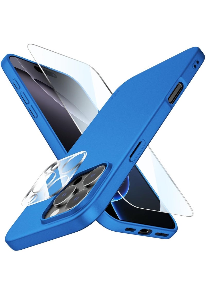BGM NEW iPhone 16 Pro Max Case Ultra-Thin Matte Cover with Camera Lens & Screen Protectors, Slim Shockproof Soft Touch Phone Case - Blue 