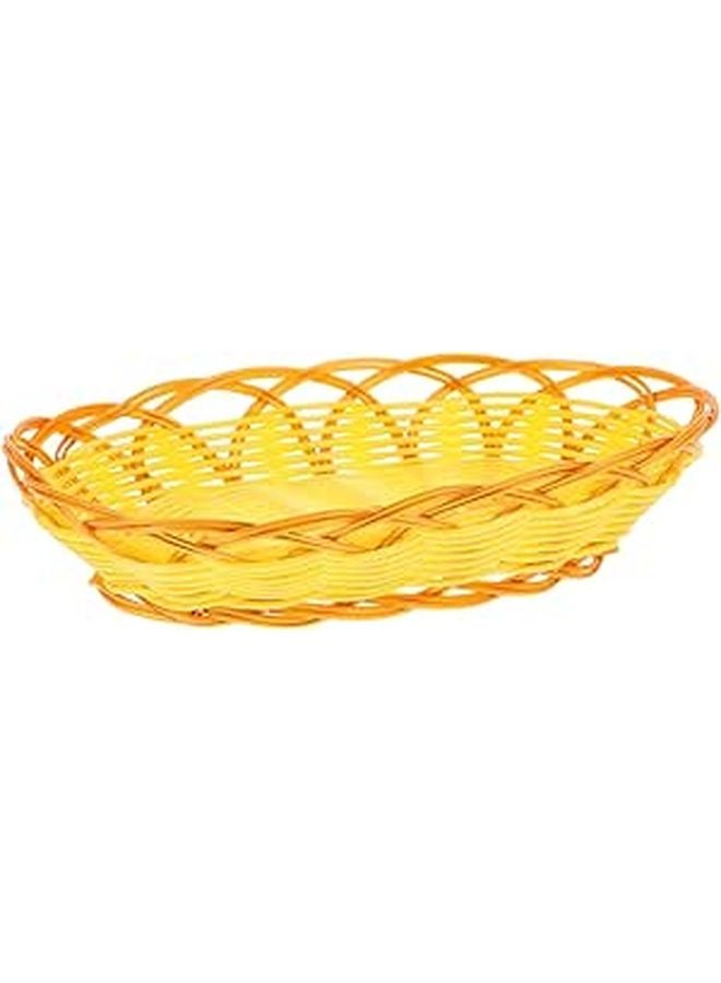 Oval 22cm Plastic Woven Storage Basket For Fast Food Snack Serving And Bread Holder - Image 1