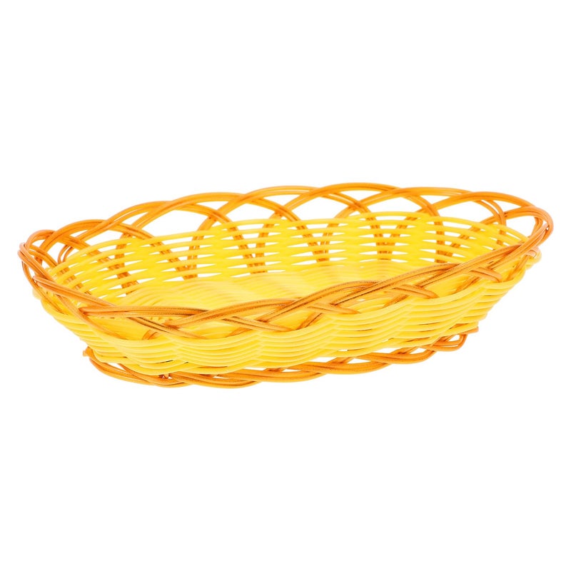 Oval 22cm Plastic Woven Storage Basket For Fast Food Snack Serving And Bread Holder - Image 2