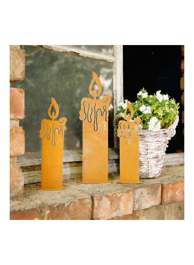 3-Piece Outdoor Decorating Snowman Candle Set Brown