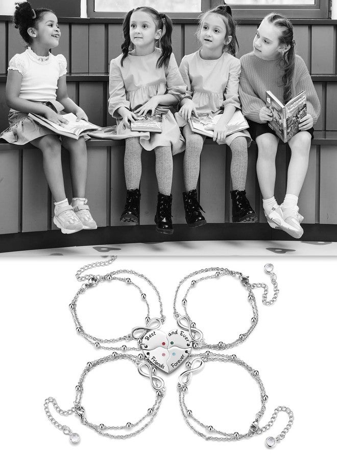Zysta 4 PCS Matching Bracelets for Best Friends Stainless Steel Infinity Best Friends Forever Matching Heart Puzzle Piece Link Bracelet for BFF Family Sister Bestie Friendship Jewelry - Image 4