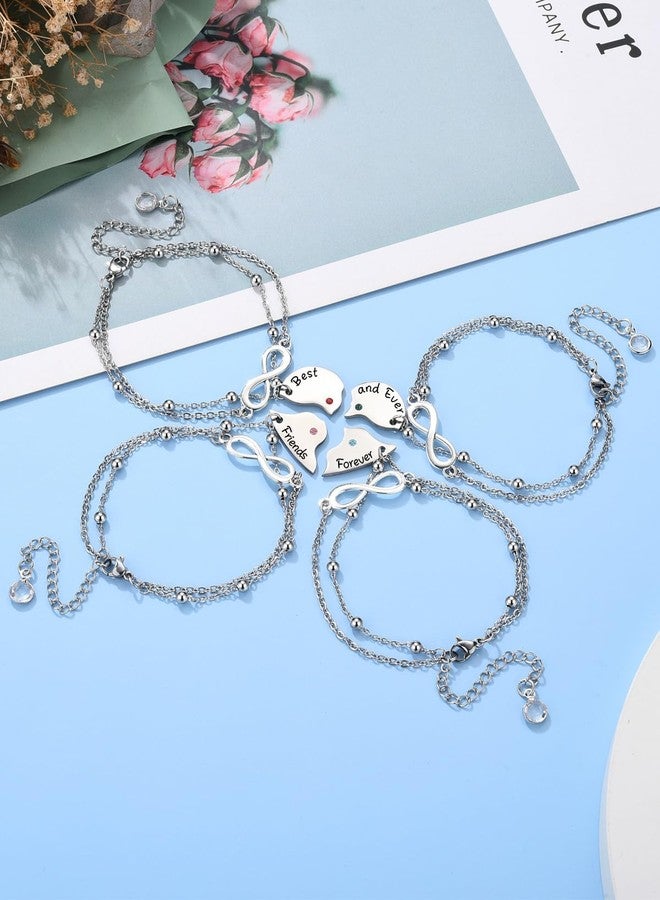 Zysta 4 PCS Matching Bracelets for Best Friends Stainless Steel Infinity Best Friends Forever Matching Heart Puzzle Piece Link Bracelet for BFF Family Sister Bestie Friendship Jewelry - Image 3