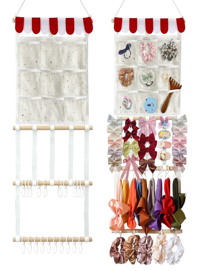 FALESHOS Headband Holder Bow Organizer for Girls | High Capacity Wall Mounted Hair Accessories Organizer | Bow Holder for Hair Bows & Clips | Girls Room Wall Decor - Image 1