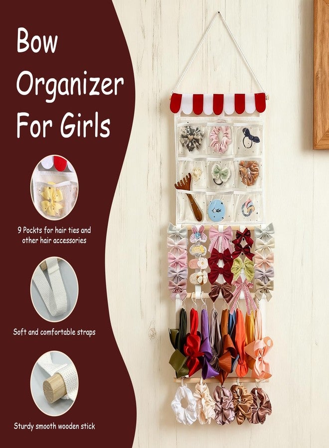 FALESHOS Headband Holder Bow Organizer for Girls | High Capacity Wall Mounted Hair Accessories Organizer | Bow Holder for Hair Bows & Clips | Girls Room Wall Decor - Image 3