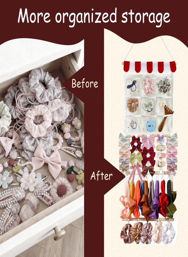 FALESHOS Headband Holder Bow Organizer for Girls | High Capacity Wall Mounted Hair Accessories Organizer | Bow Holder for Hair Bows & Clips | Girls Room Wall Decor - Image 4