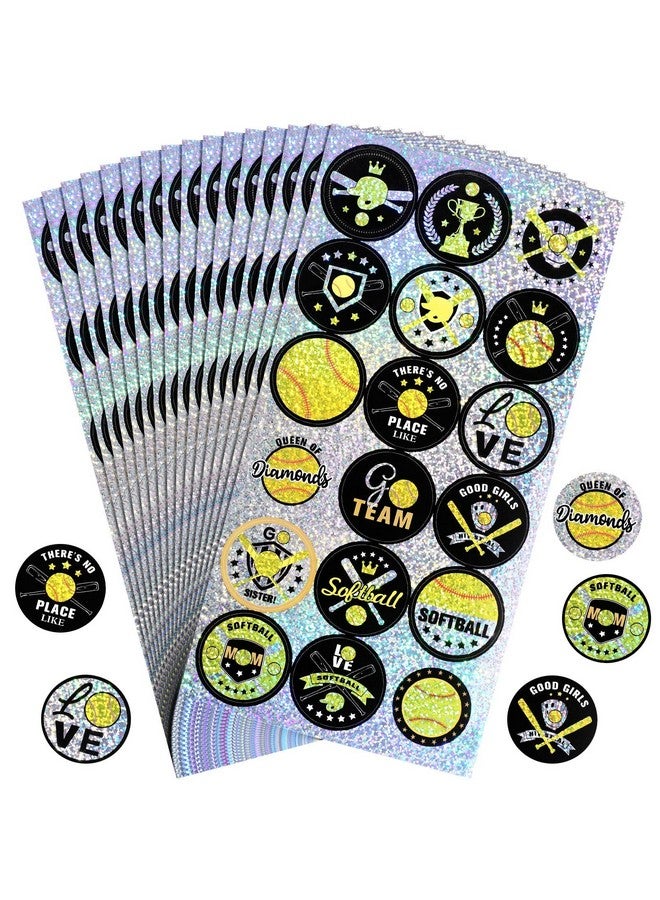 Geyee 540 Pcs Sparkle Assorted Softball Sports Stickers For Kids Softball Party Favors Softball Gifts Sport Softball Stickers For Team Teen Girls Diy Water Bottle Laptop Scrapbook Invitations 30 Sheets - Image 2