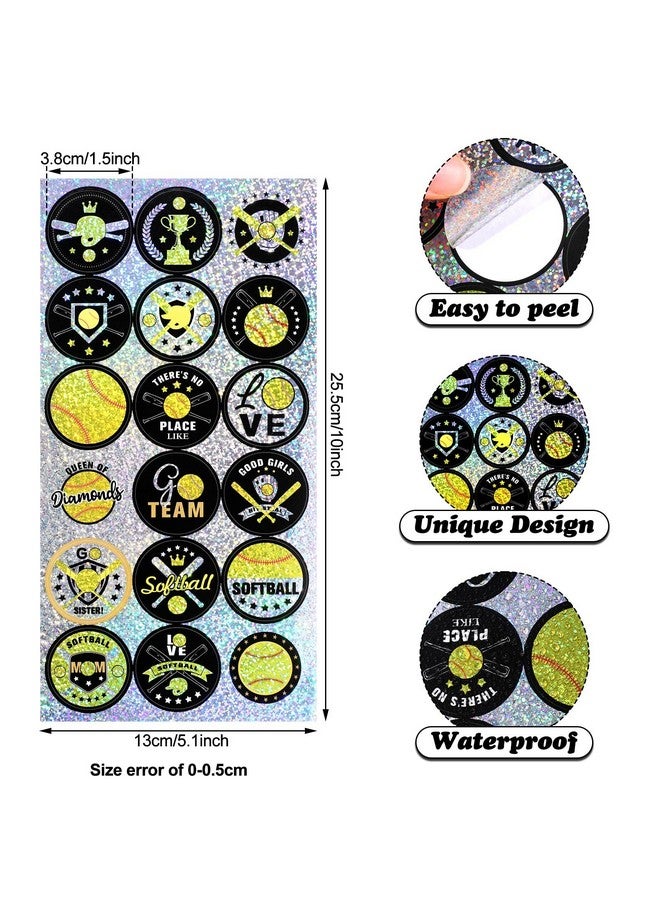 Geyee 540 Pcs Sparkle Assorted Softball Sports Stickers For Kids Softball Party Favors Softball Gifts Sport Softball Stickers For Team Teen Girls Diy Water Bottle Laptop Scrapbook Invitations 30 Sheets - Image 3