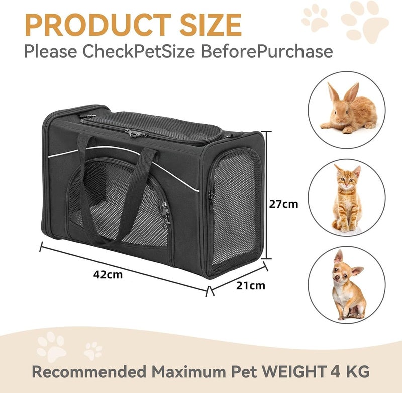 Petsfit Transport Bag for Cat and Dog Bag, Airplane, Fly Bag for Dogs and Transport Box Cat Fly-Appropriate Pet Bag, Safe Transportation in Car, Plane and Train, S/Black - Image 4