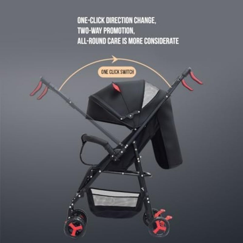 Airplane cabin stroller for travel: ultra-lightweight aluminum frame, black matte finish, compact one-hand fold with multi-position reclining seat - Image 3