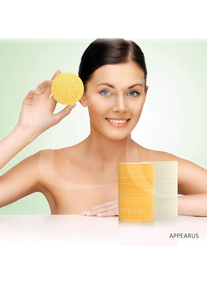 Appearus Facial Sponges - APPEARUS Compressed Natural Cellulose Face Sponge - Made in USA - Spa Sponges for Face Cleansing, Massage, Pore Exfoliating, Mask, Makeup Removal (50 Count) (Yellow)  - Image 3