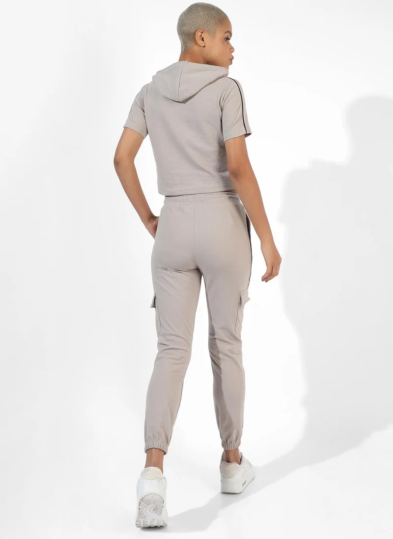 PINACOLADA Women's Moon Grey Contrast Piping Co-Ord Set