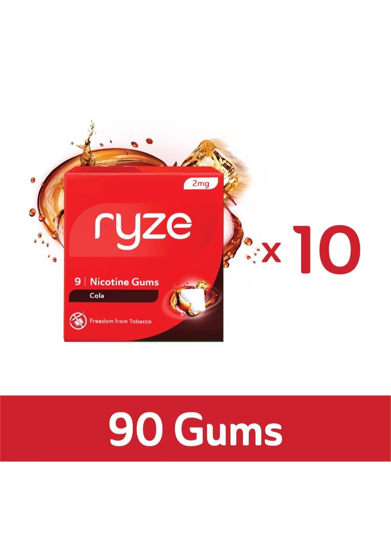 رايز علكة رايز بالنيكوتين 2 ملغ | علكة كولا بالنيكوتين 2 ملغ | عبوة من 10 قطع (90 علكة) | لطيفة على الحلق | معتمدة من إدارة الغذاء والدواء الأمريكية | خالية من السكر | خصائص تبييض الأسنان - Image 1