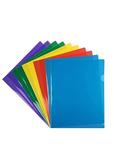 Plastic Pocket Folders 10Pcs Clear Document Folders for A4 Size 5 Assorted Colors