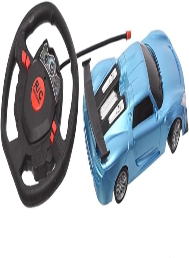 Plastic Super Sport Lighting Racing Car With Wheel Controing And Four Function For Kids Racing Set Of 2 Pieces - Blue Black