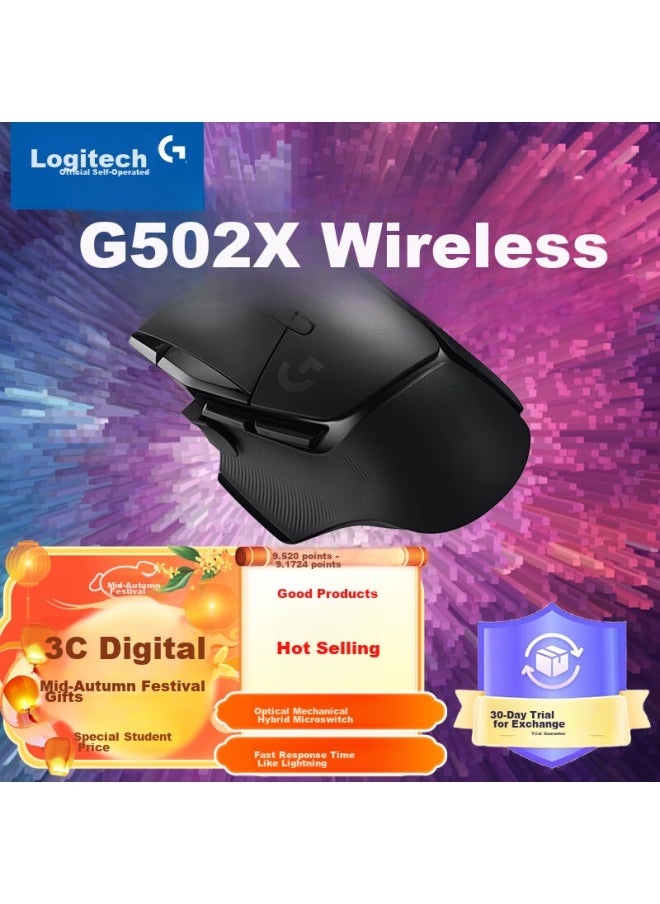 G Logitech (g) G502 X Lightspeed Wireless Gaming Mouse, G502 Advanced Wireless Version, New Optical-mechanical Hybrid Micro Switch, Hero Engine, Esports Mouse, Black  - Image 1