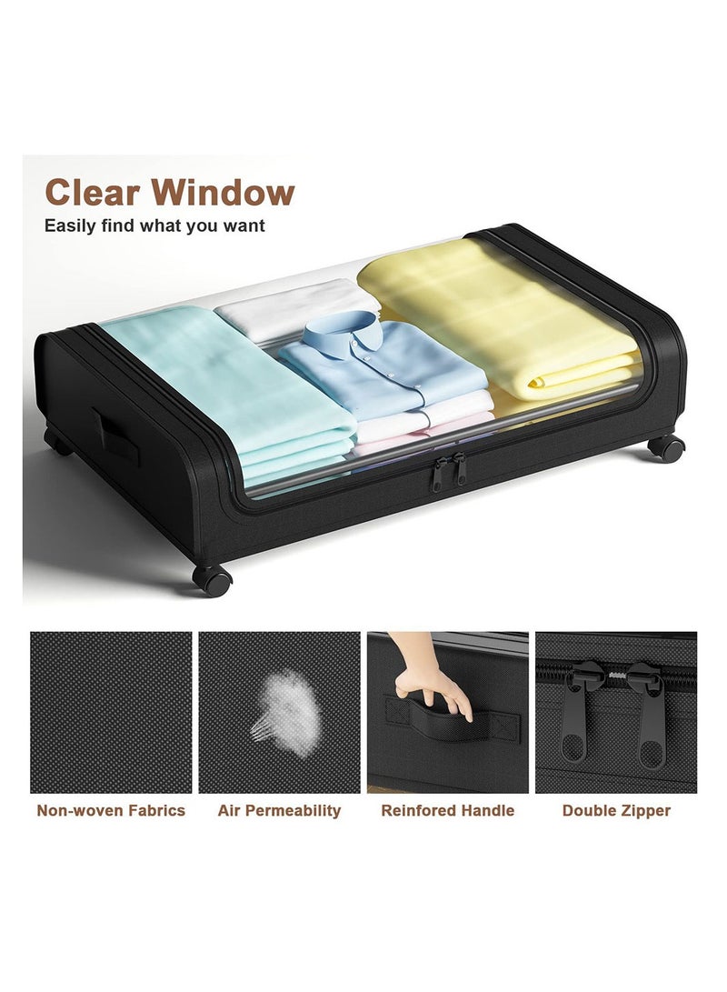 Cool Baby COOLBABY 2 Pack Under Bed Storage Box 6.5 inch High Under Bed Storage Containers with Wheels Organizing Box with Transparent Lid - Image 3