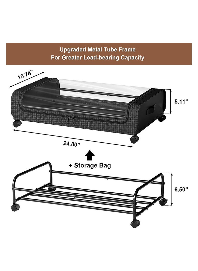 صندوق تخزين تحت السرير مكون من قطعتين بارتفاع 6.5 بوصة مع صندوق تنظيم للعجلات وغطاء شفاف - pzsku/Z8CF7506CCFB47364EEEAZ/45/_/1695610811/aa176a02-8dac-4411-ac87-6bbb7c4c82c4