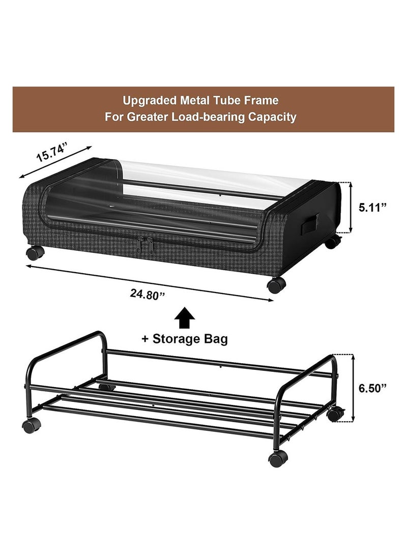Cool Baby COOLBABY 2 Pack Under Bed Storage Box 6.5 inch High Under Bed Storage Containers with Wheels Organizing Box with Transparent Lid - Image 5