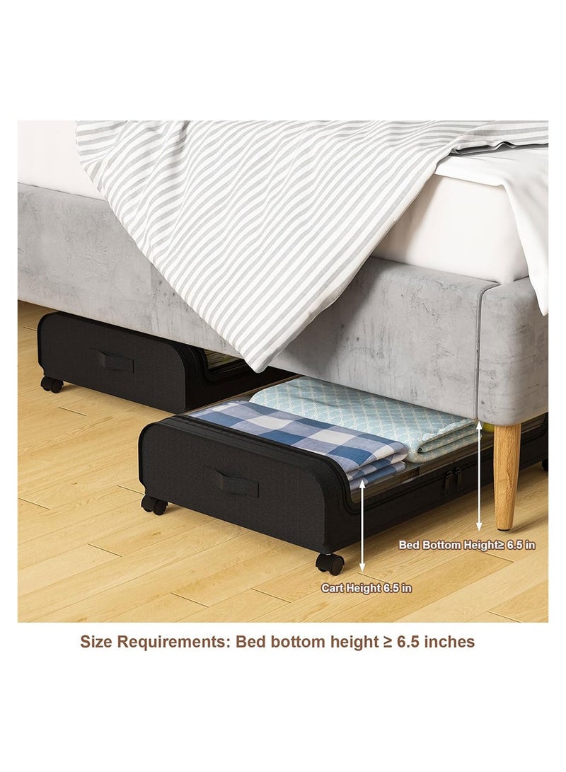 Cool Baby COOLBABY 2 Pack Under Bed Storage Box 6.5 inch High Under Bed Storage Containers with Wheels Organizing Box with Transparent Lid - Image 4