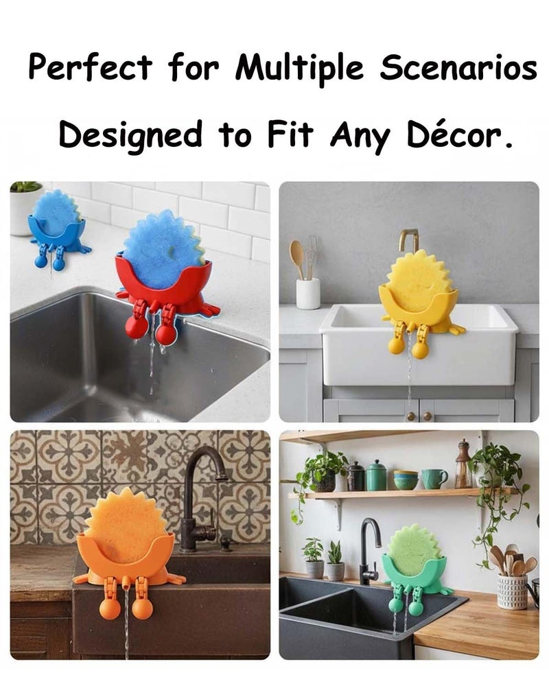 Eiusrr Cute Hanging Sponge Holder with Drainage â€“ Keeps Your Sponge Dry & Smiling, For Scrub Daddy Holder, Funny Sponge Stand for Kitchen Sink, 3D Printing Countertop Sponge Holders (Black) - Image 4