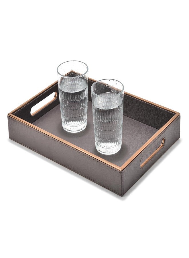 Azyeea Serving Tray Leather Rectangular Brown for Dining Table/Parties/Storage/Home Decor (14 X 10x2 inch) (Brown) - Image 3