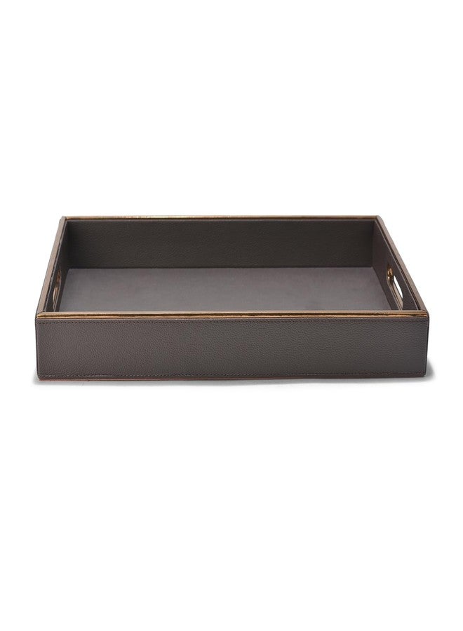 Azyeea Serving Tray Leather Rectangular Brown for Dining Table/Parties/Storage/Home Decor (14 X 10x2 inch) (Brown) - Image 2