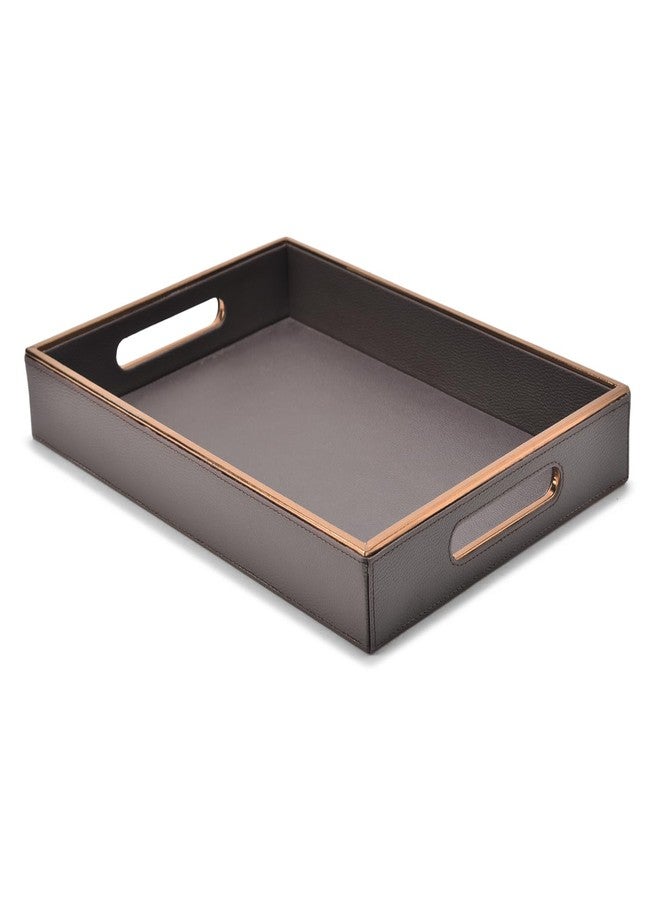 Azyeea Serving Tray Leather Rectangular Brown for Dining Table/Parties/Storage/Home Decor (14 X 10x2 inch) (Brown) - Image 1